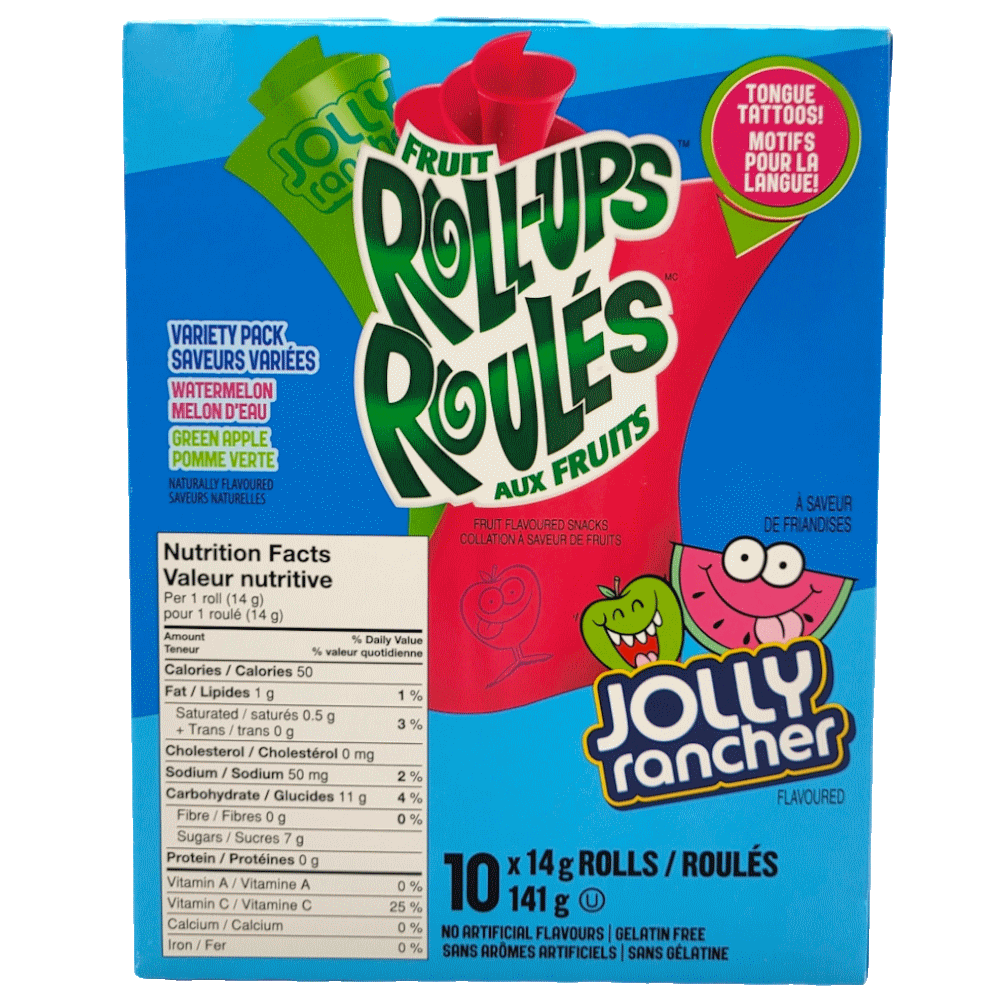 Betty Crocker Fruit Roll-Up Jolly Rancher, 10-pack ingredients