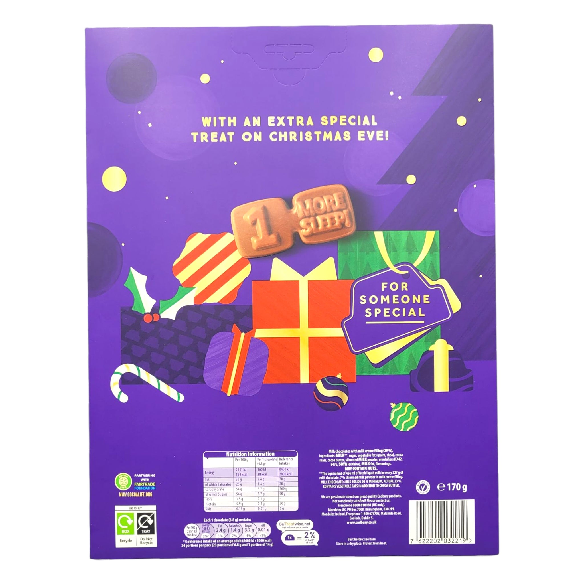 Cadbury Dairy Milk Creamy Chocolate Advent Calendar 170g reverse