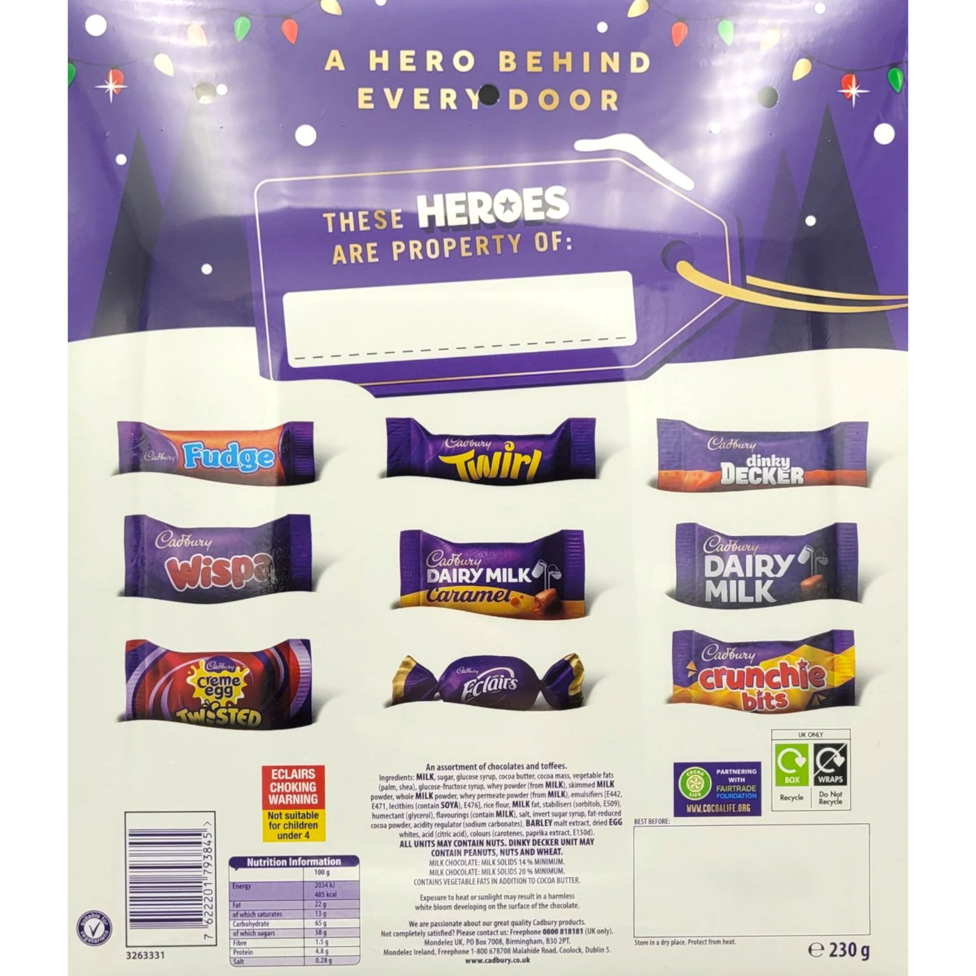 Cadbury Heroes Advent calendar 230g inside
