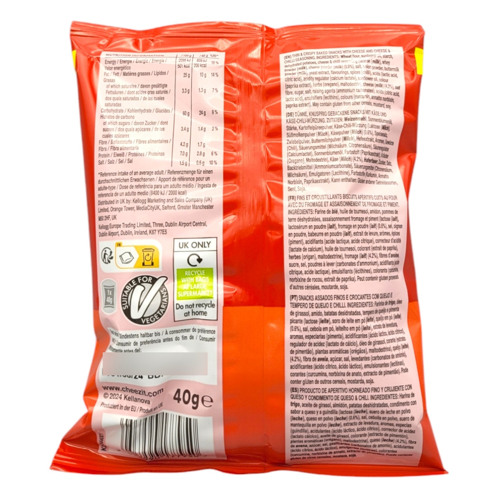 Cheez-It Cheese and Chilli Snap'd Snacks 40g ingredients