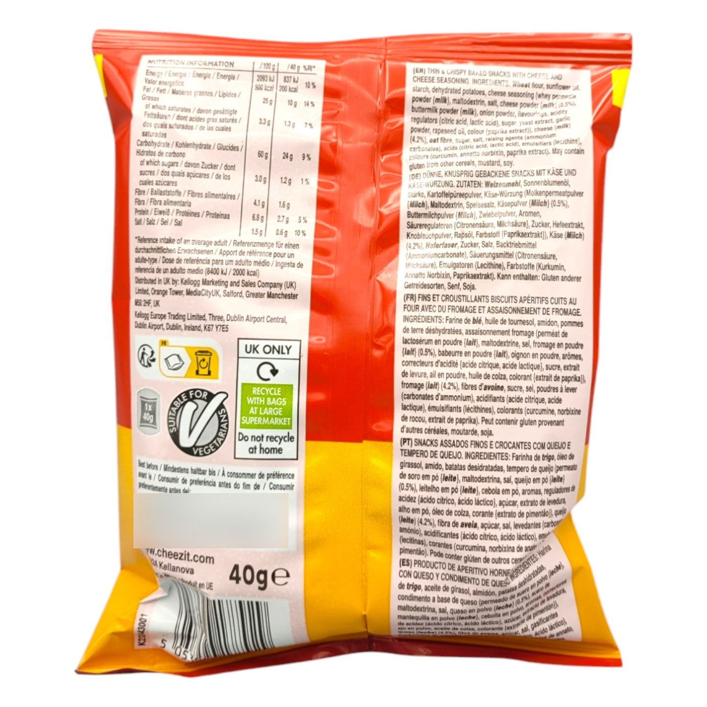 Cheez-It Double Cheese Snap'd Snacks 40g ingredients