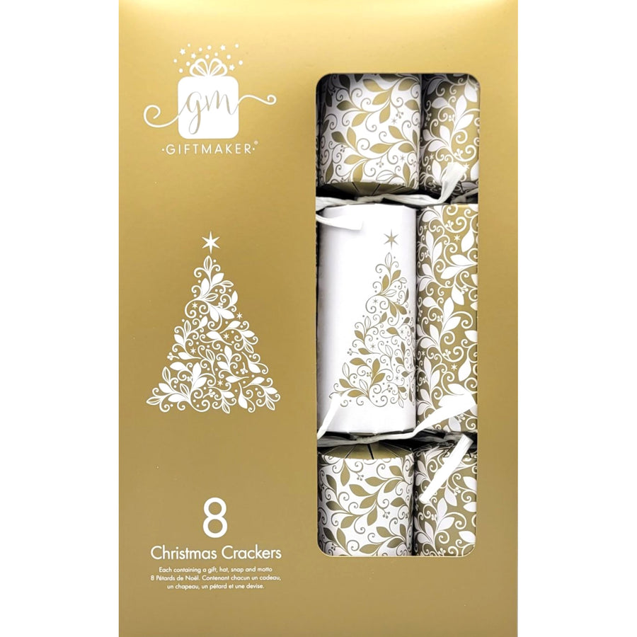 Giftmaker Christmas Crackers Cream and Gold, 8 crackers