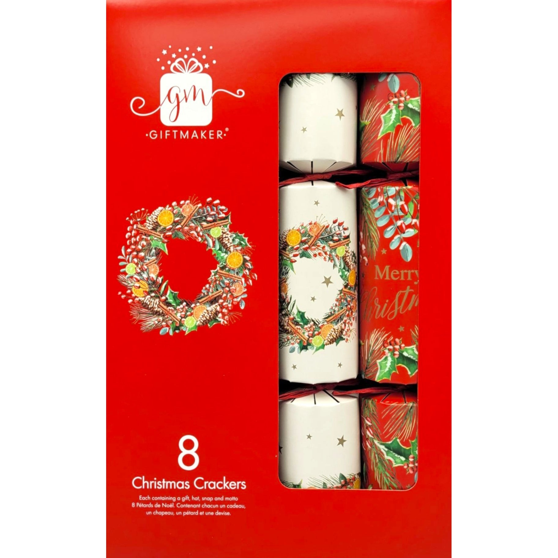 Giftmaker Christmas crackers traditional foliage, 8 crackers