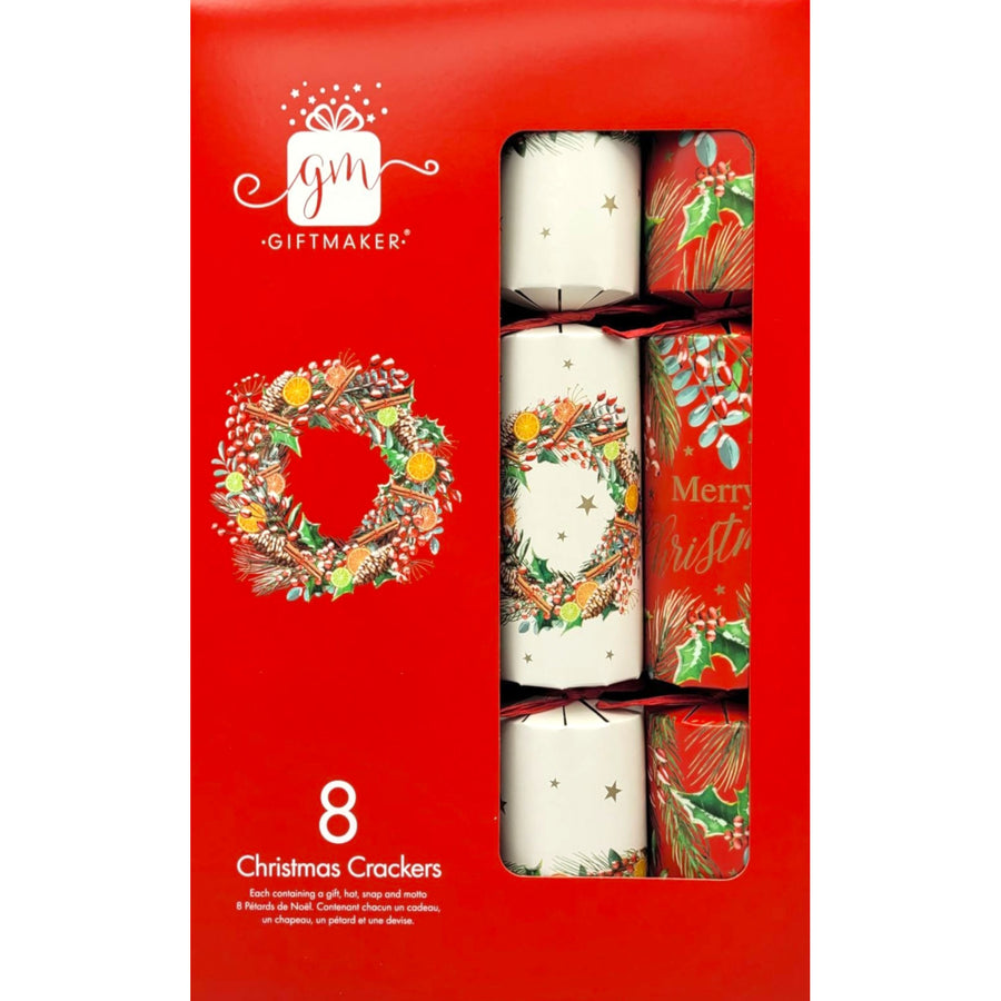 Giftmaker Christmas crackers traditional foliage, 8 crackers