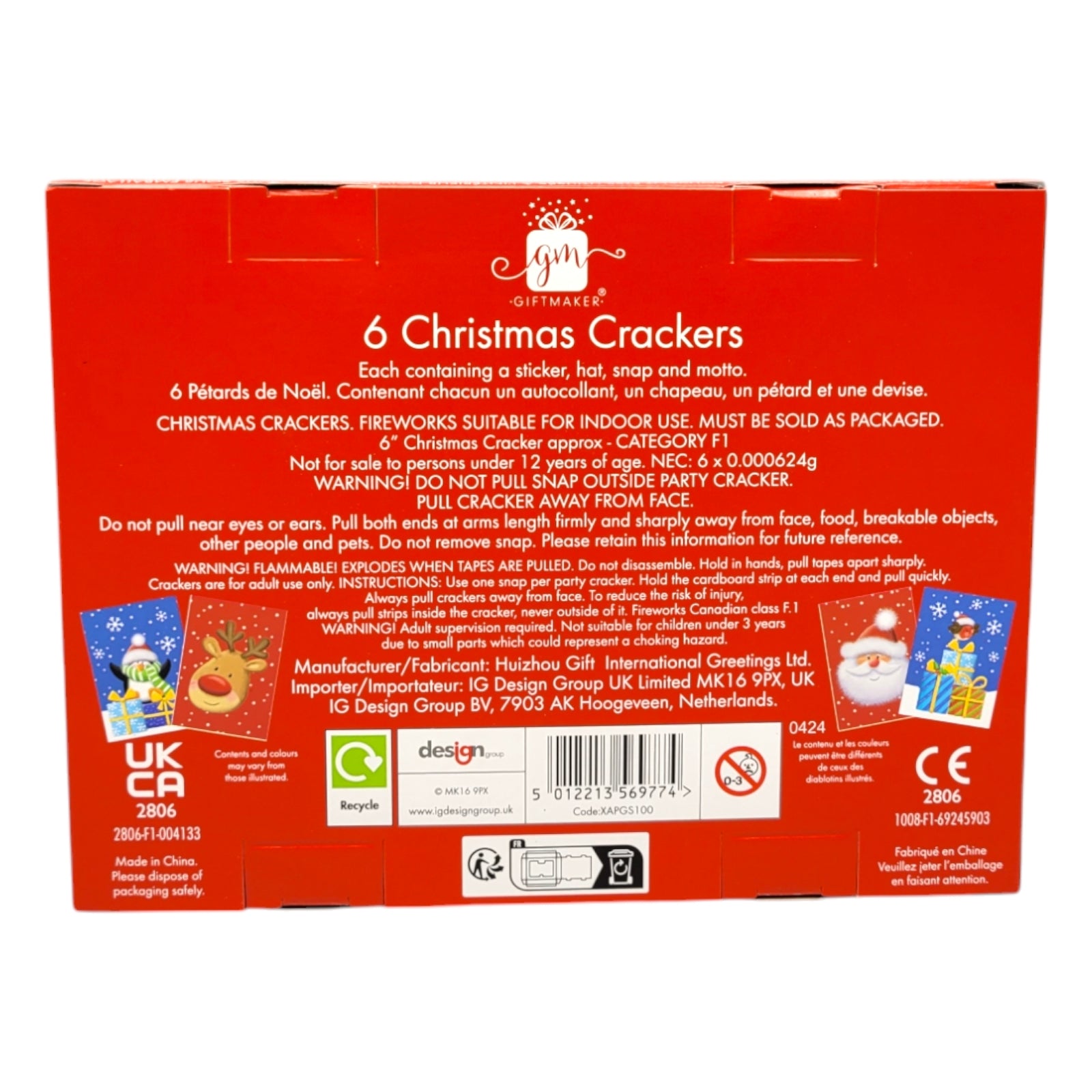 Giftmaker Santa and Friends Mini Crackers 6-pack reverse