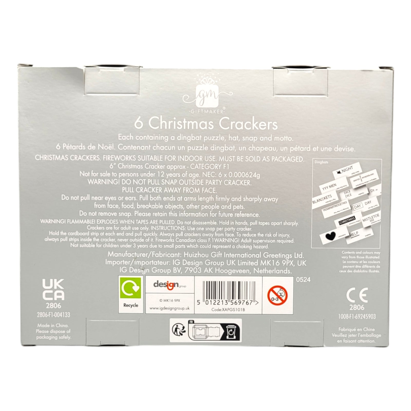 Giftmaker Silver Mini Crackers 6-pack reverse