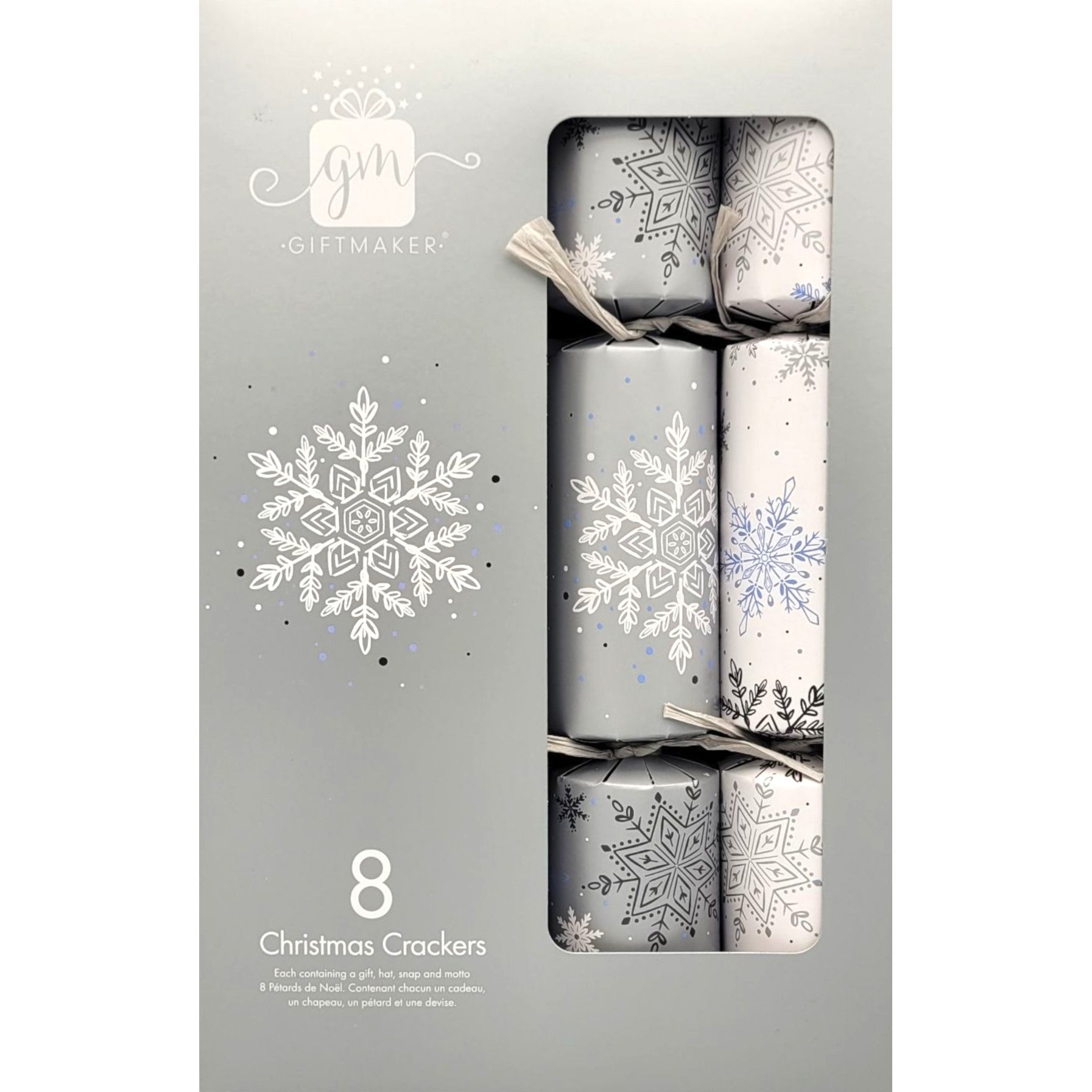Giftmaker Silver and White Christmas Crackers, 8 crackers