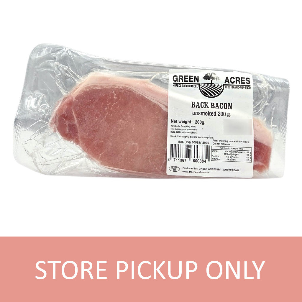 Green Acres Back Bacon Unsmoked, 200g