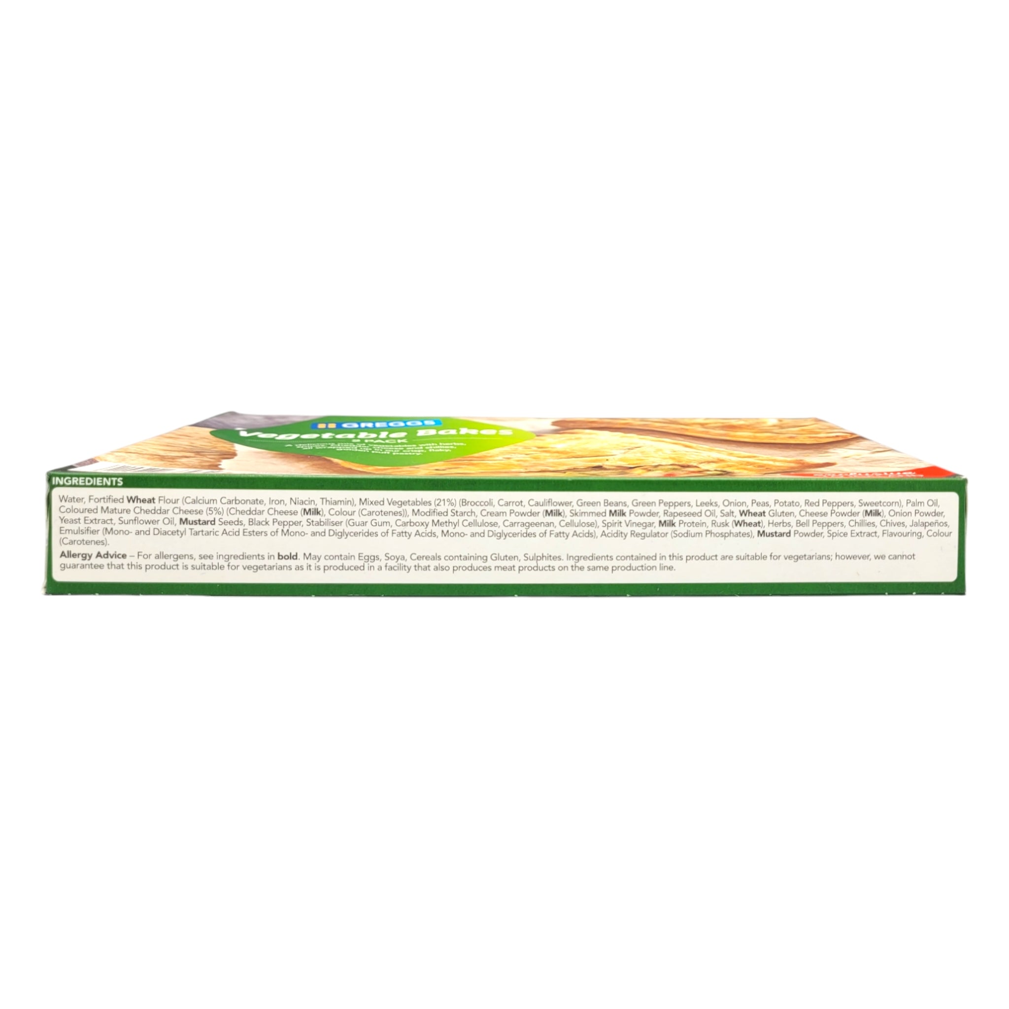 Greggs 2 Vegetable Bakes ingredients