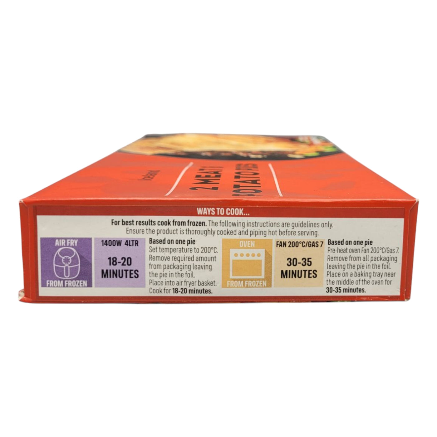 Iceland 2 Pack Meat and Potato Pie cooking instructions