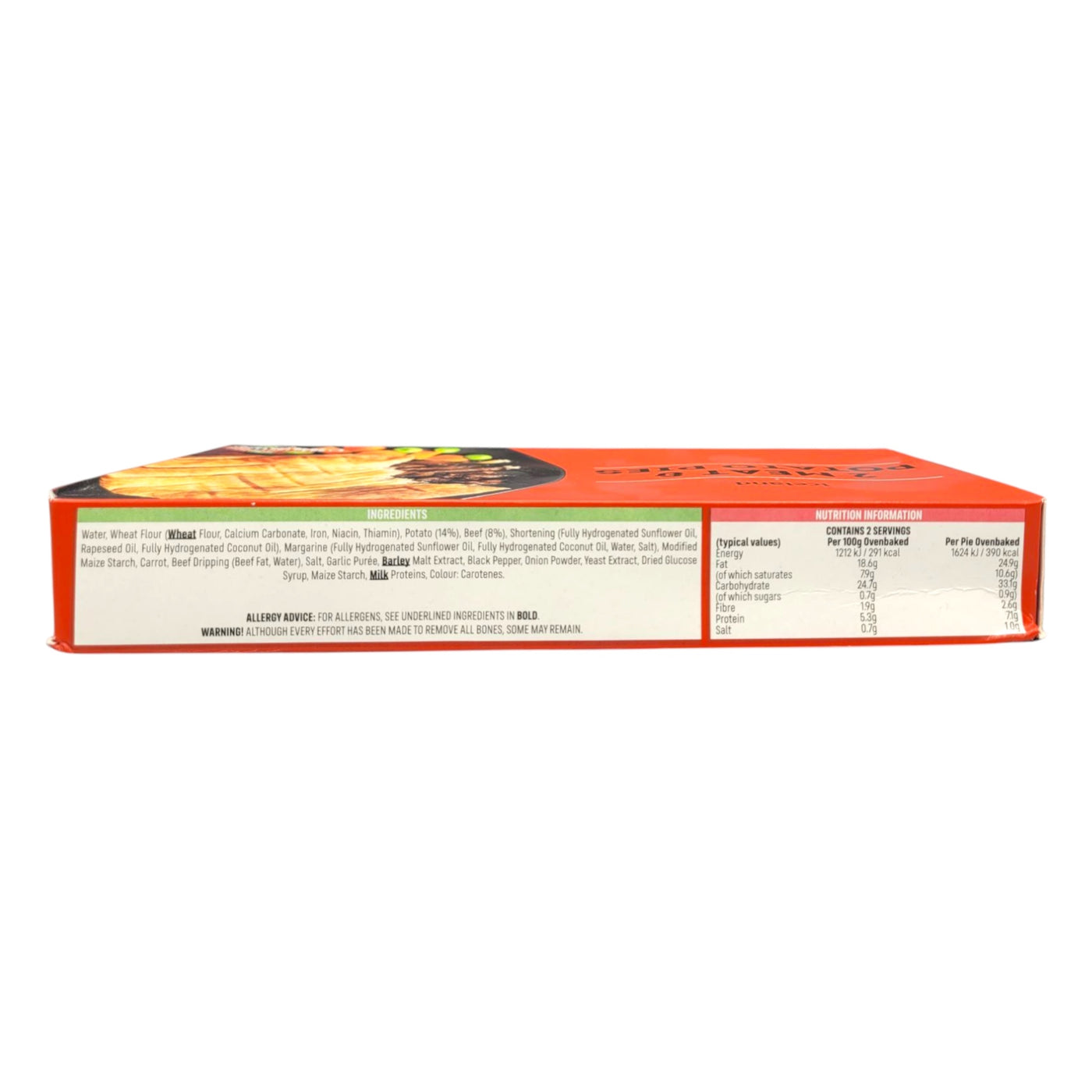 Iceland 2 Pack Meat and Potato Pie ingredients