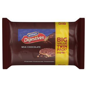 McVities Digestives Milk Chocolate, twin-pack