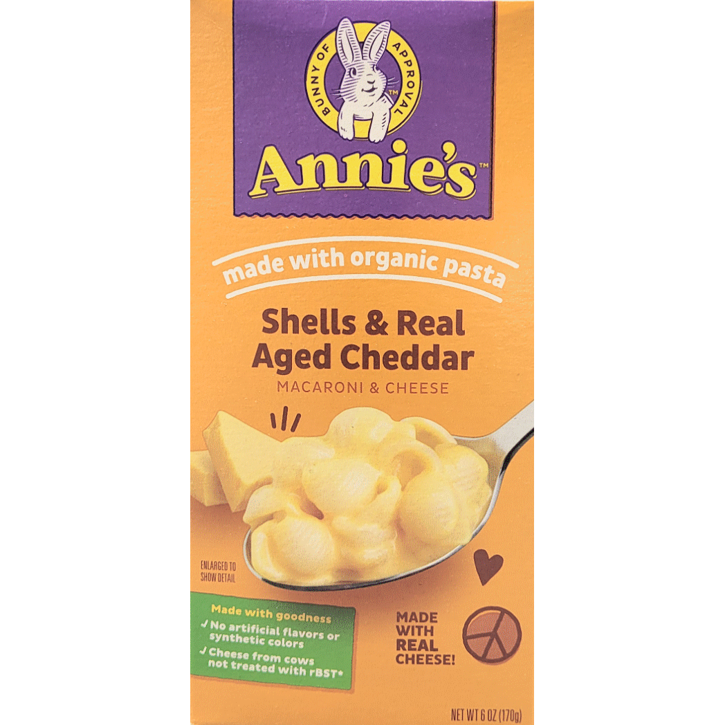Annie's Mac and Cheese Shells Aged Cheddar, 170g
