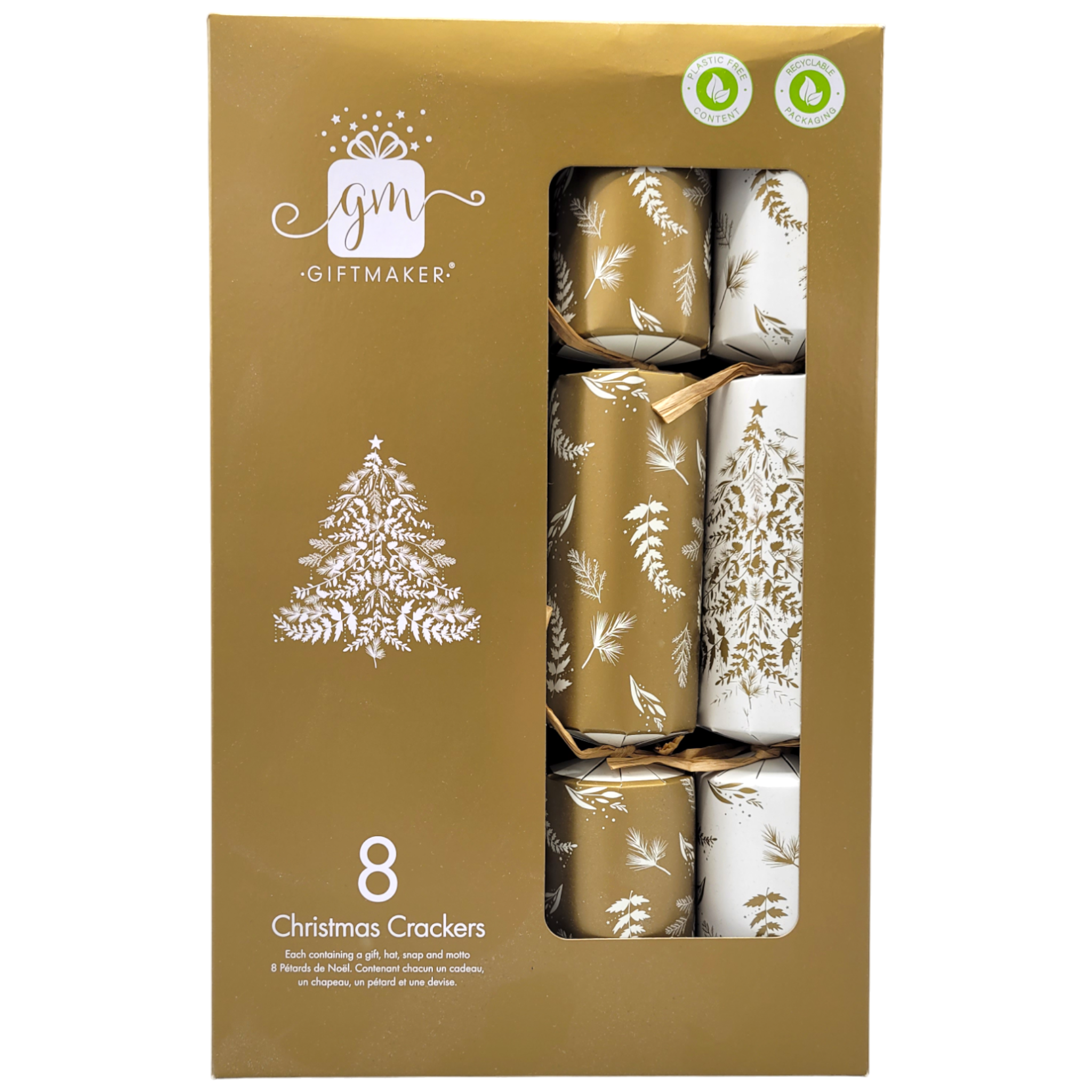 Giftmaker Cream and Gold Christmas Crackers 8-pack