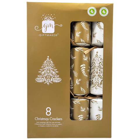 Giftmaker Cream and Gold Christmas Crackers 8-pack