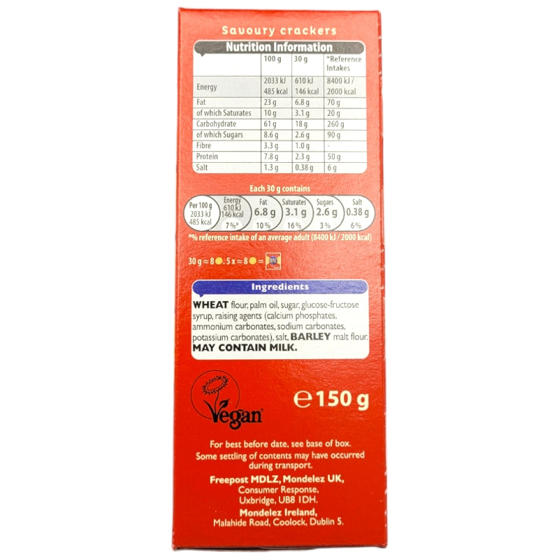 Ritz Original Cracker, 150g ingredients