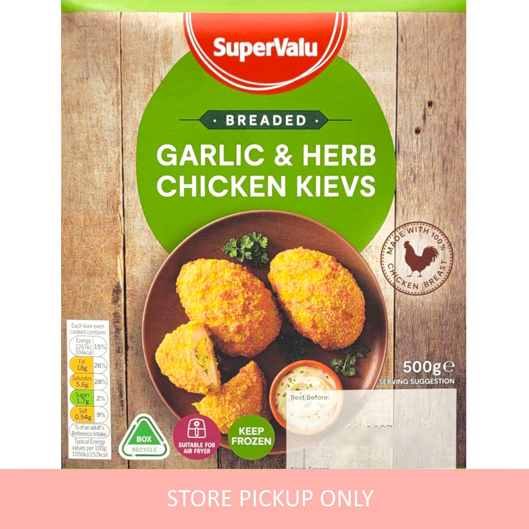 Supervalu Garlic And Herb Butter Chicken Kievs, 500g