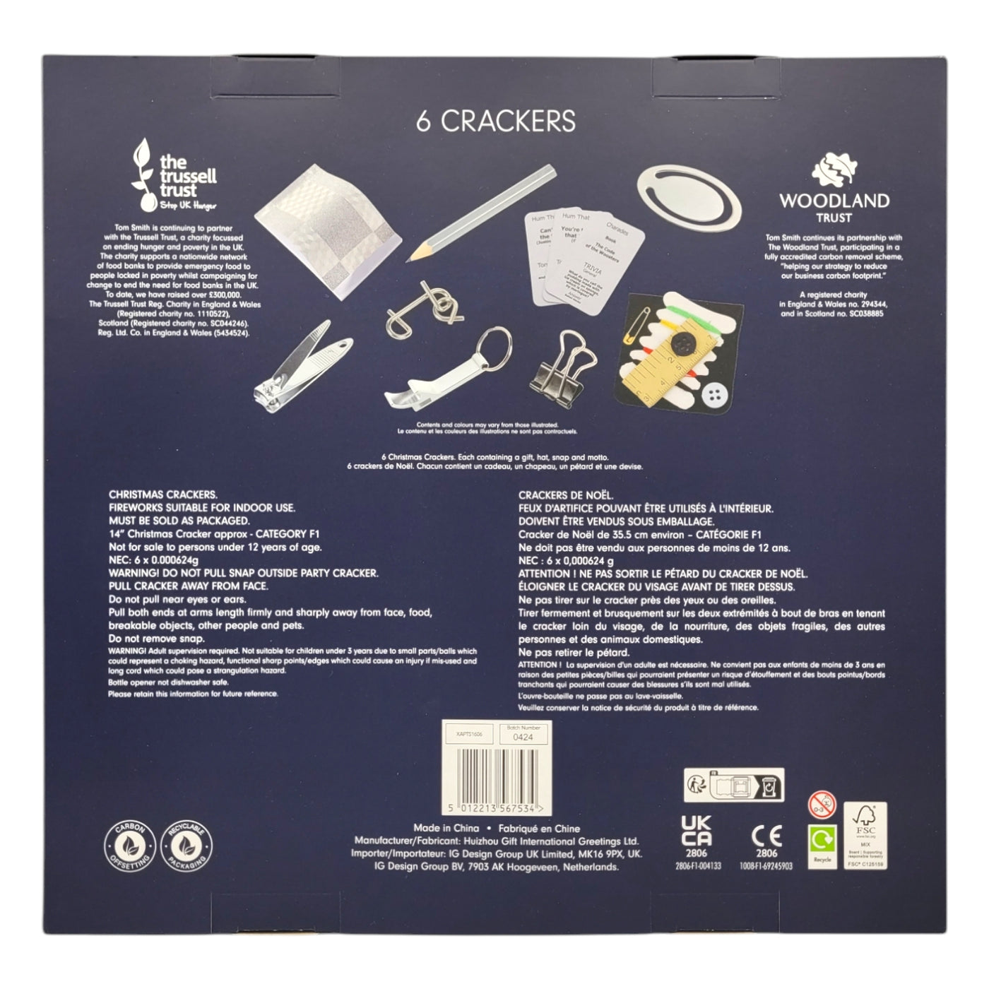 Tom Smith 6 crackers, inside view