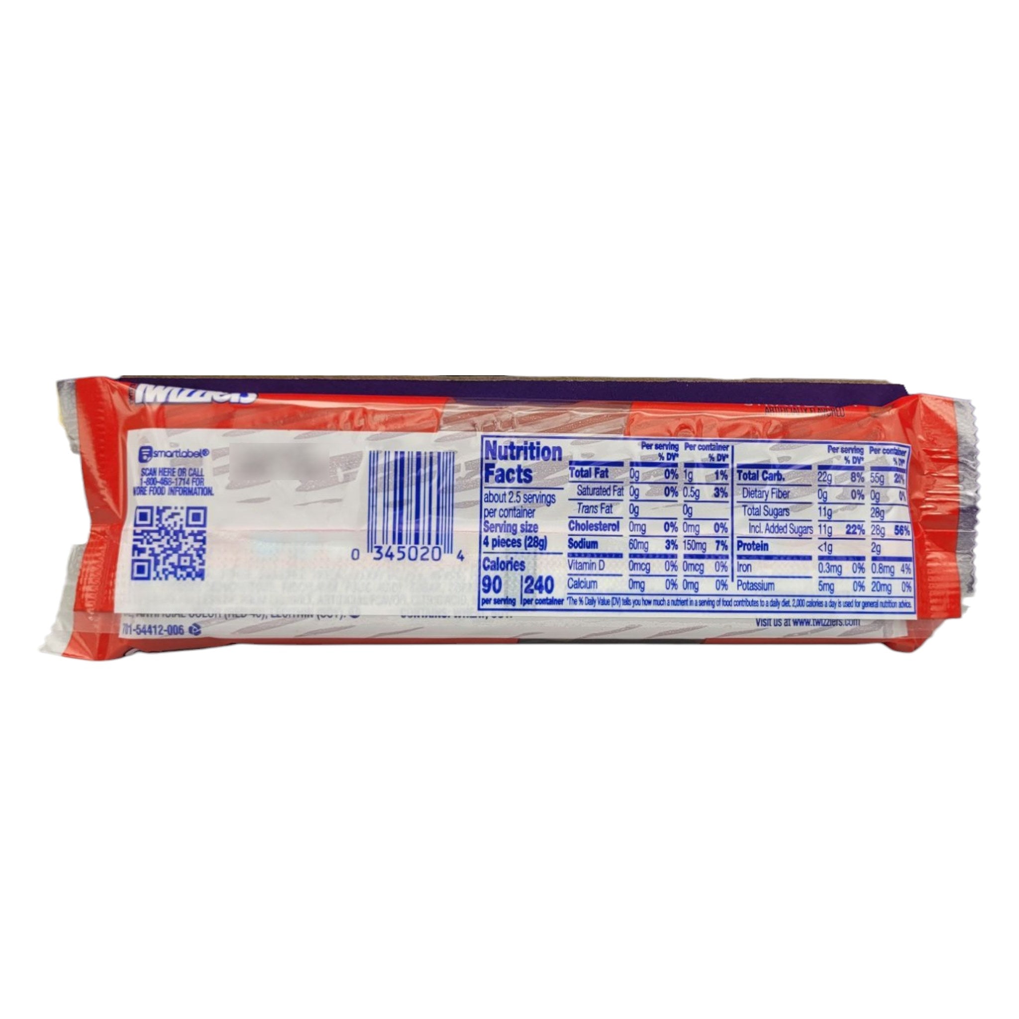 Twizzlers Strawberry Twists, 70g ingredients