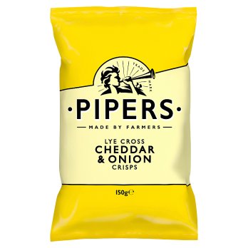 Pipers Cheddar and Onion Crisps, 150g