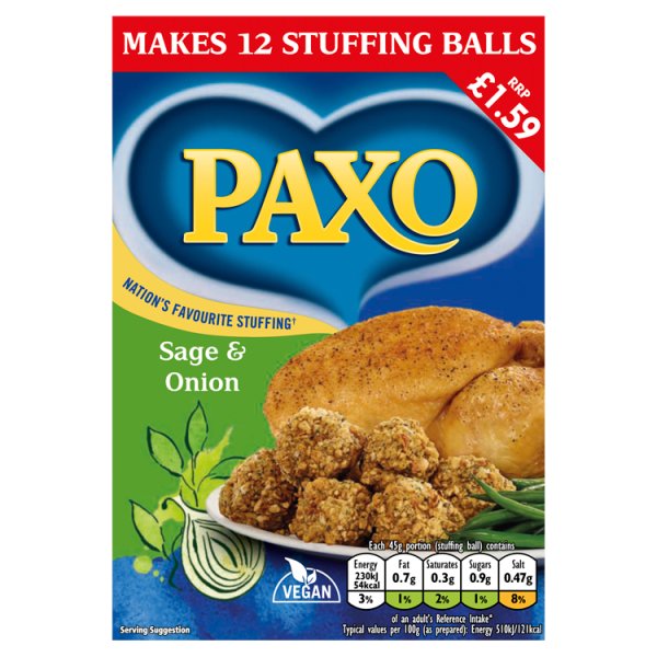 Paxo Sage & Onion Stuffing Mix 12 Balls, 170g
