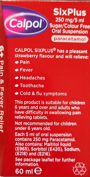 Calpol Six Plus Sugar Free 60ml