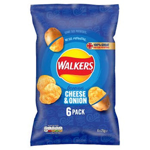 Walkers Cheese & Onion Multipack Crisps 6 x 25g