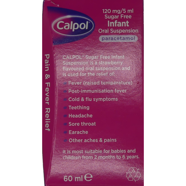 Calpol Infant Sugar Free, 60ml instructions