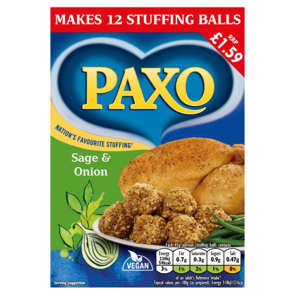 Paxo Sage &amp; Onion Stuffing Mix 12 Balls, 170g